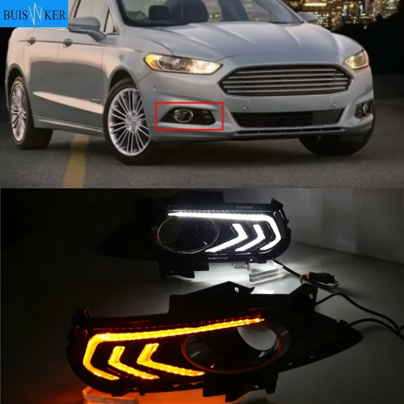 

Желтое реле поворота для Ford Mondeo Fusion 2013 2014 2015 2016, водонепроницаемые Автомобильные дневные ходовые огни, светодиодсветодиодный дневные ходосветильник