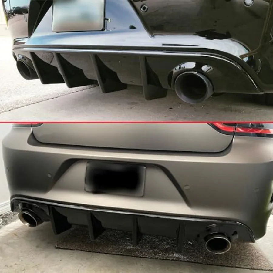 Rear Lip Bumper Diffuser Rear Diffuser Lip Spoiler Compatible with Dodge Charger SRT 2015-2022 Glossy Back Style Black Automoti