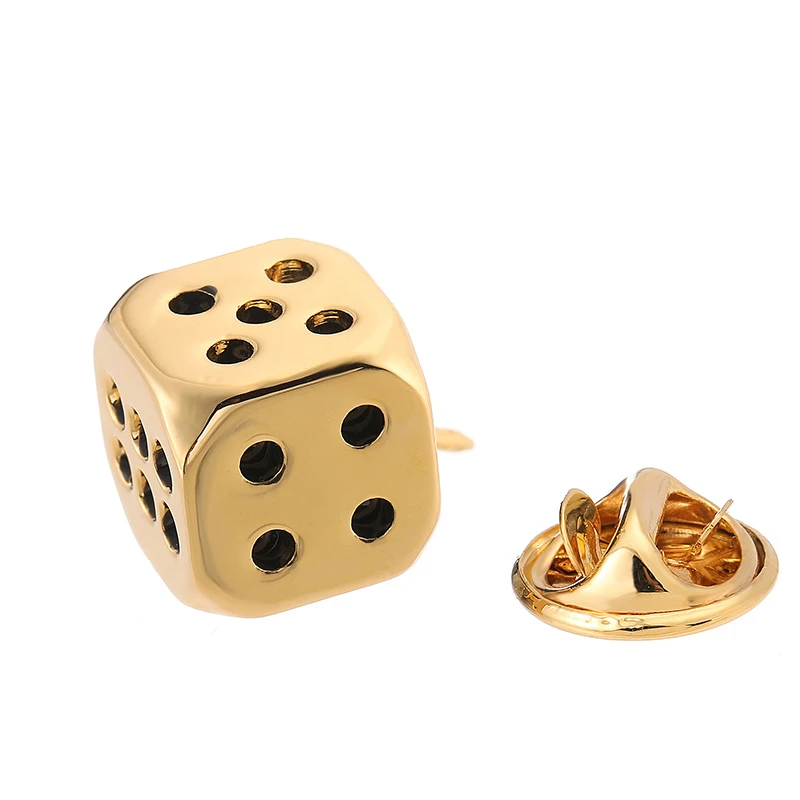 High quality pistol bullet dice playing card brooch fashionable men\'s lapel badge clip, factory direct wholesale