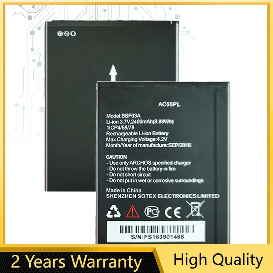 Battery AC55PL 2400mAh For Archos 55 Platinum BSF03A Mobile Phone Batteira