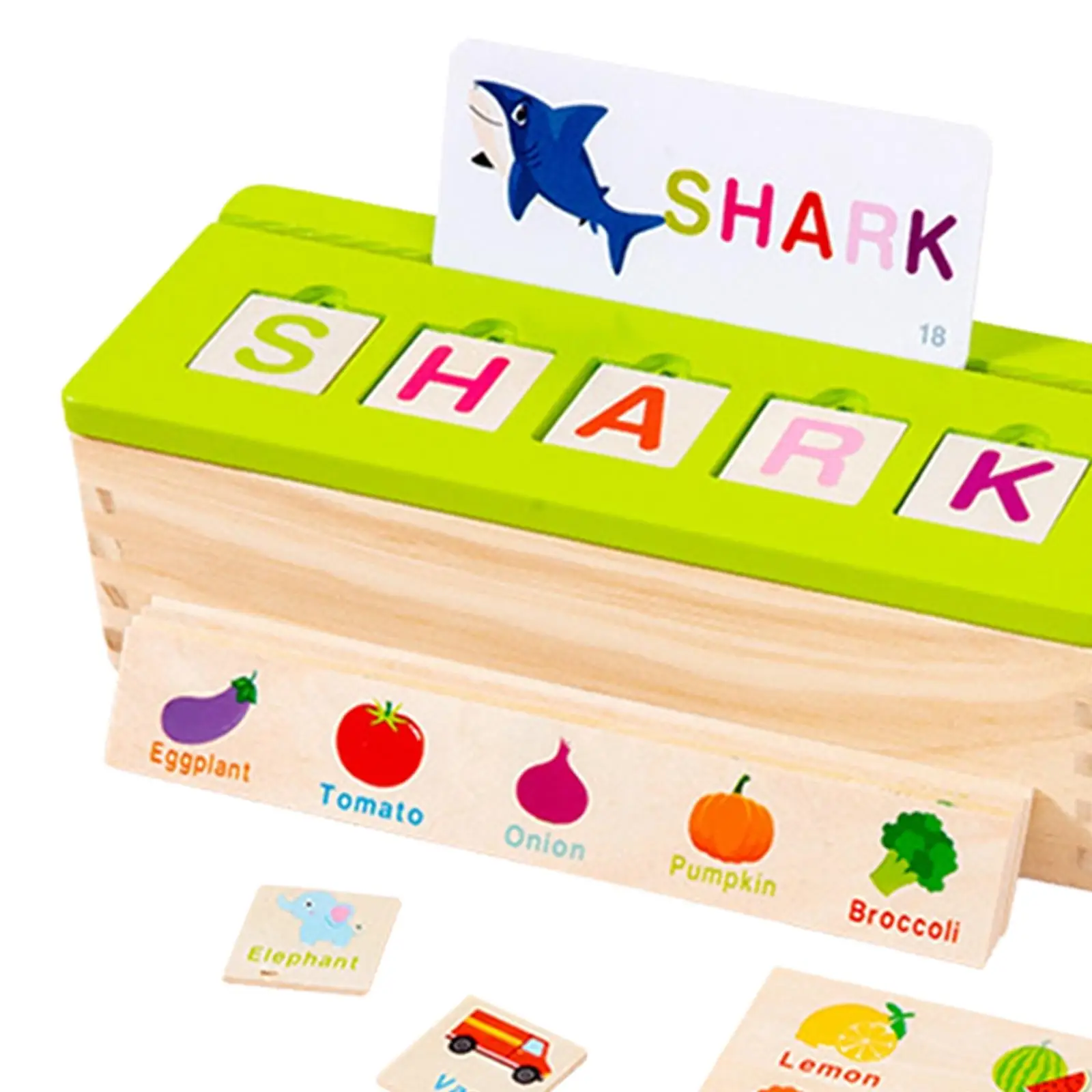 Juego de ortografía de madera para niños, juego de letras a juego, aprendizaje preescolar