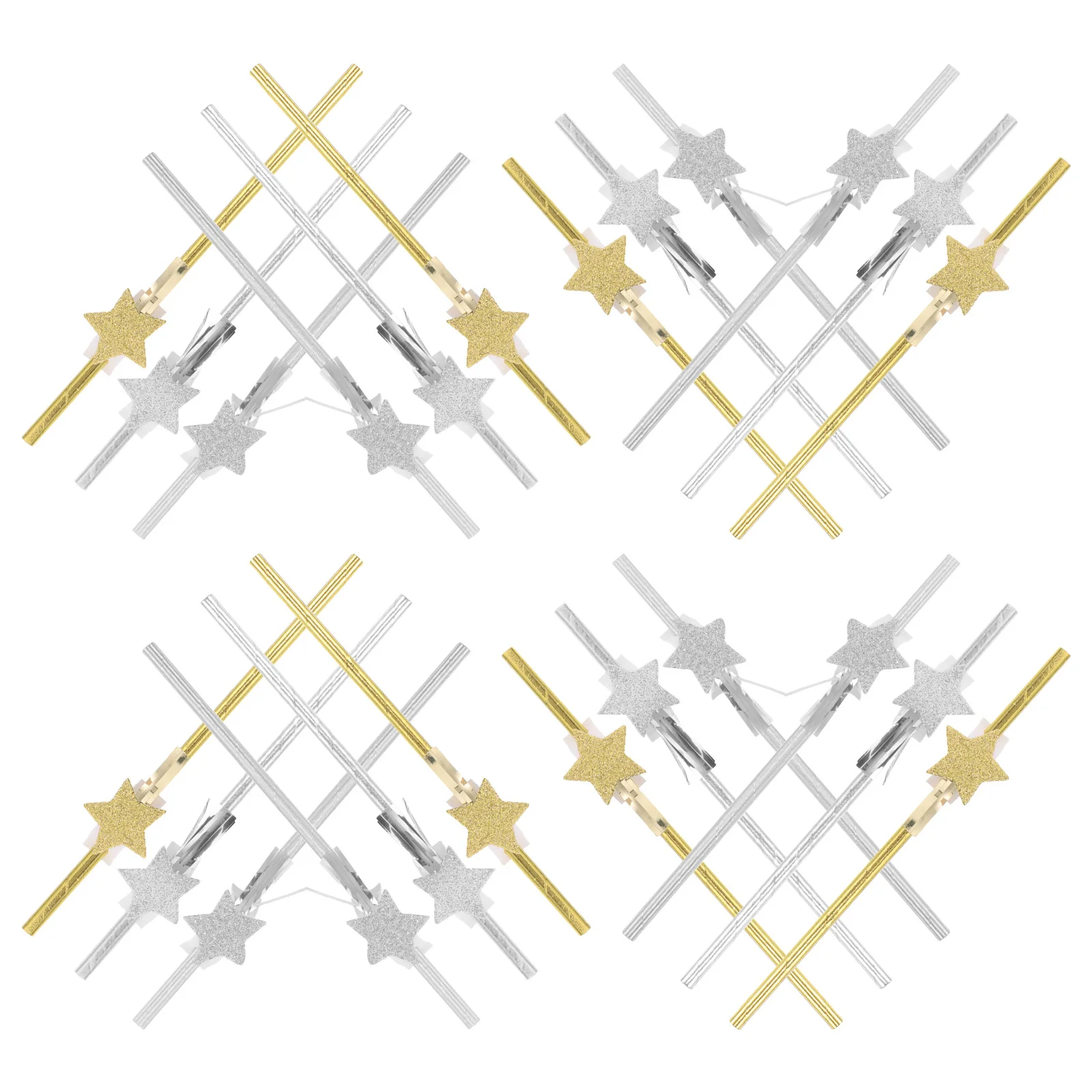 

40Pcs Decorative Straws Festive Star Pattern Metallic Gold Silver Paper Straws for Holiday Celebrations Birthday Baby Shower