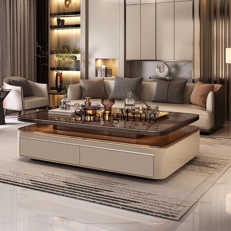 

LXY new light luxury modern tea table high-end living room home drawer storage coffee table