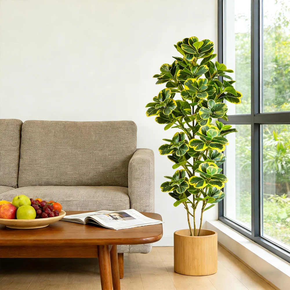 76-115cm Künstlicher Ficus-Baum Hoher Kunstbaum Tropische Grünpflanze Plastik-Banyan-Zweig für Heim Boden Geschäft Party Hochzeitsdekoration – Detail 4