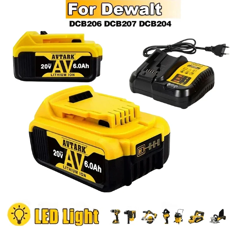 

Genuine 18V/20 Volt MAX 6.0Ah 8.0Ah DCB200 Replacement Li-ion Battery for DeWalt DCB205 DCB201 DCB203 Power Tool Batteries