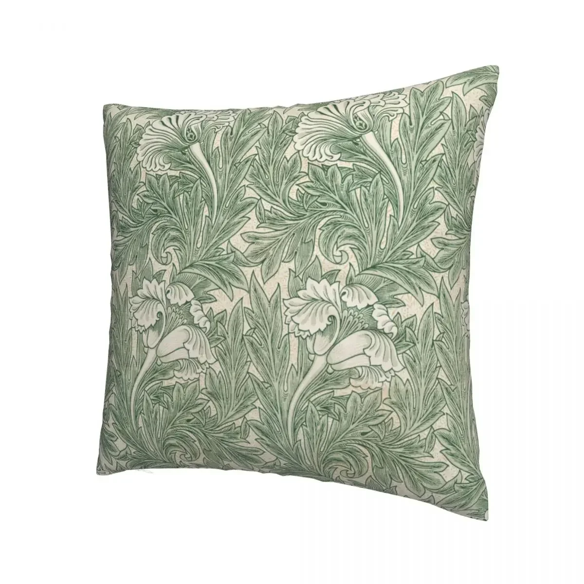 William Morris Tulip Pattern Sage Green Pillowcase Printed Fabric Cushion Cover Decorations Throw Pillow Case Cover Home Zipper