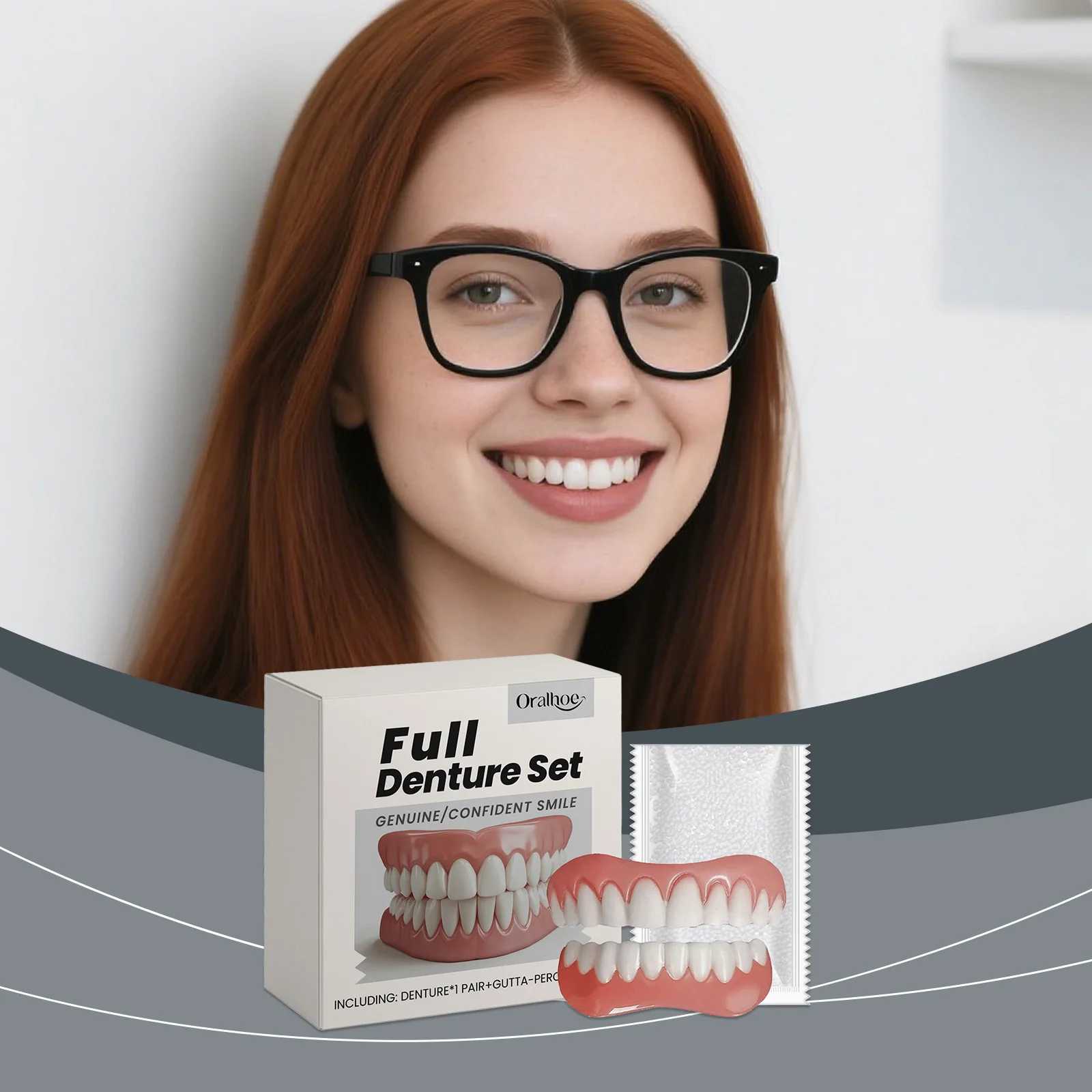 Denture Full Set Silicone Soft Reline Kit Upper Lower False Teeth Easy Wear Comfort Friction Resistant Mouth Protect Dental Care