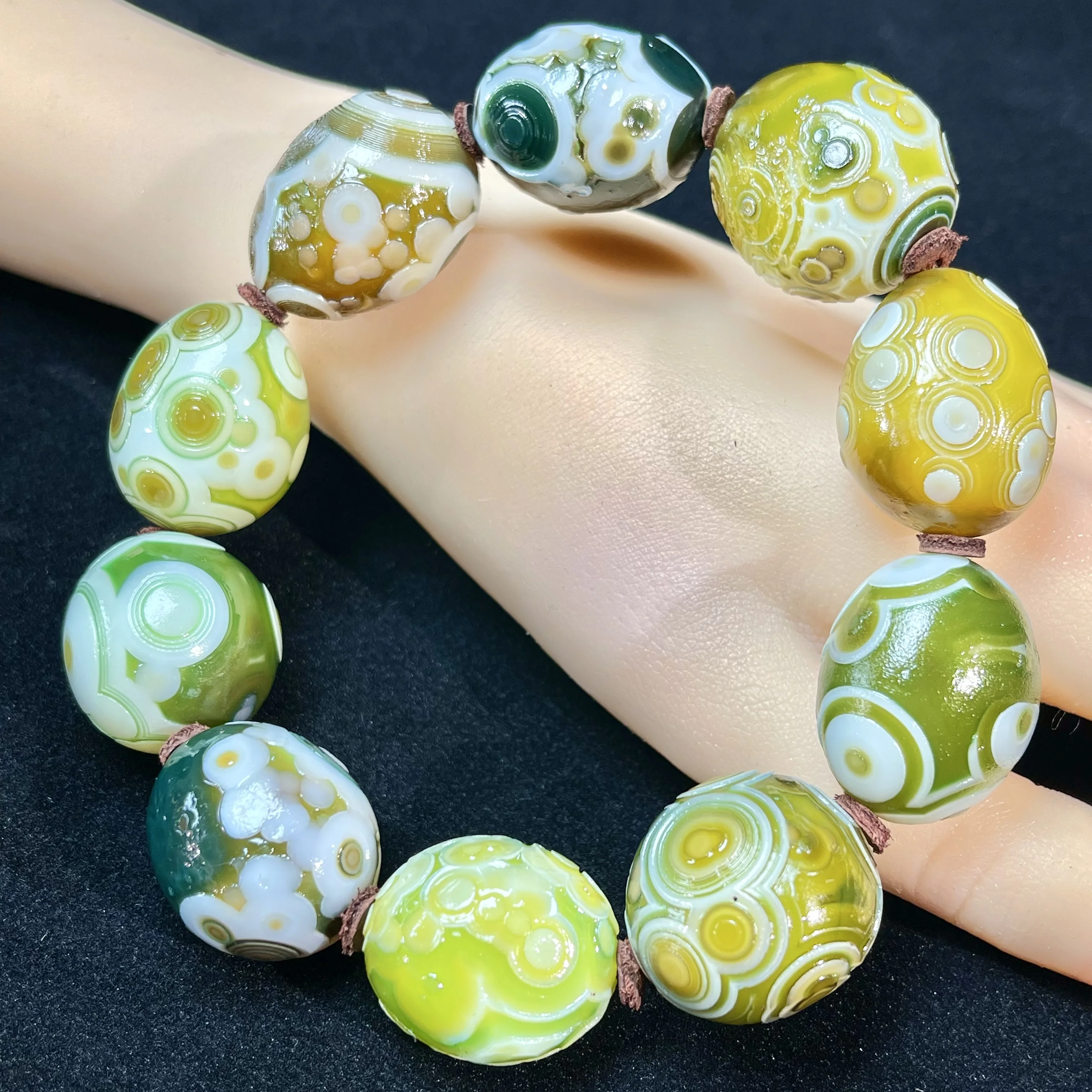 Rare Jewellery Natural Agate Stone Bracelet Wishing Stone Natural High Grade Jewellery Antique Collection SC-25