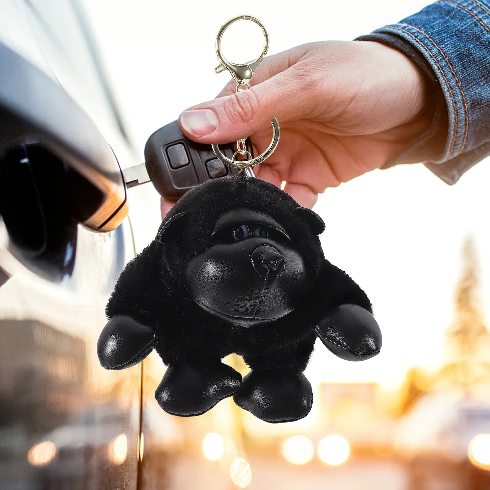 

1pc Gorilla Keychain Cute Stuffed Animal For Backpack Handbag Car Decor Key Ornament Pendant Stuffed Keychain