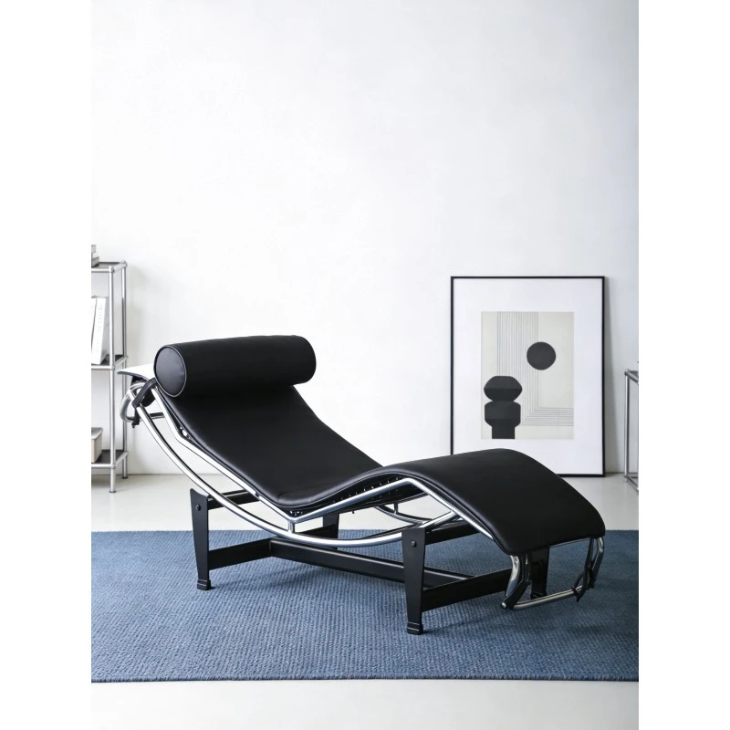 

Chaise lounge vintage Bauhaus living room Italian light luxury leather lounge chair