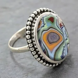 1pc Fashionable Bohemian Retro Imitation Turquoise Oval Decor Alloy Ring, Birthday Anniversary Gift Anniversary Party  Jewelry,