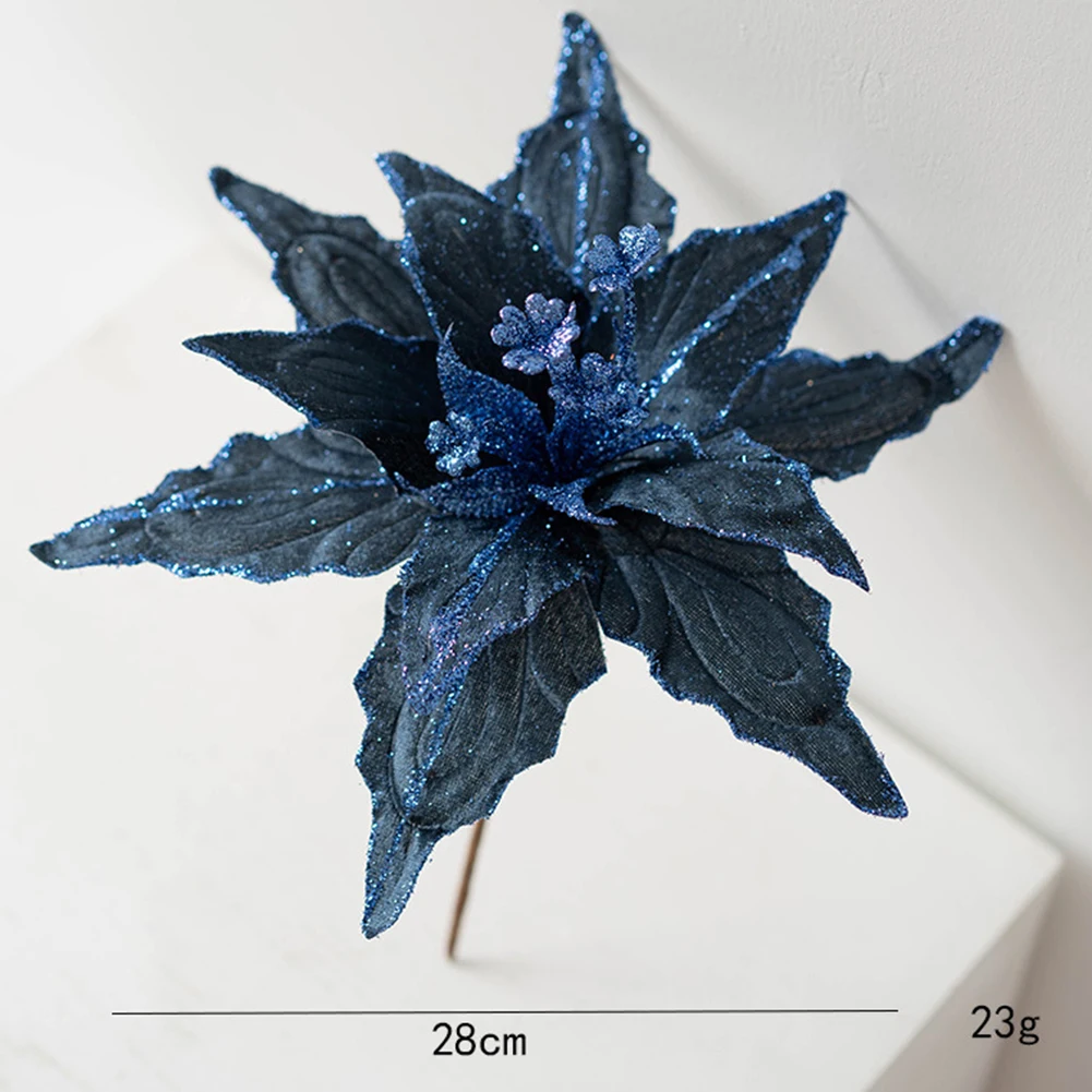 คริสต์มาส Poinsettia Glitter ดอกไม้แขวน Xmas Tree Decor สําหรับปีใหม่ 2024 ของขวัญ Navidad Natal Merry Christmas ตกแต่ง