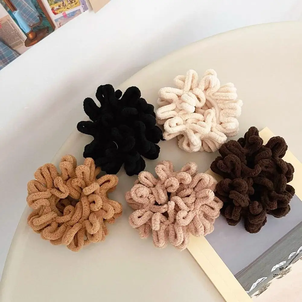 Donne eleganti Solid Flods peluche fasce elastiche morbide per capelli coda di cavallo tenere cravatta per capelli Scrunchie elastico accessori per capelli di moda