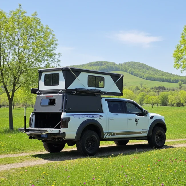 Lightweight Pop Up Camper Aluminum Tent Box Hard Top Canopy 2 Person Off-Road Movable Truck Camper