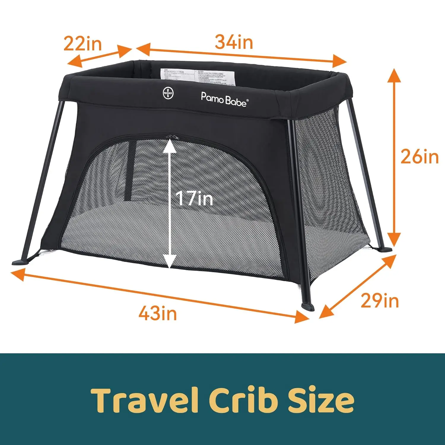 Lightweight Travel Crib with Mattress, Compact Play Yard and Detachable Legs for Easy Portability