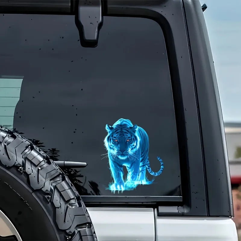 1PC Blue Flame Tiger Motorcycle Stickers Waterproof for Scooter Fuel Tank Vinyl Decals DIY Car Window Bumper Body Decoration image 6