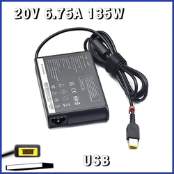 135W 20V 6.75A USB A Laptop Charger Adapter For Lenovo YOGA720-15 T440p Y50-70 R720 Y700 T540p P51 P52 S5 ADL135NLC3A W550