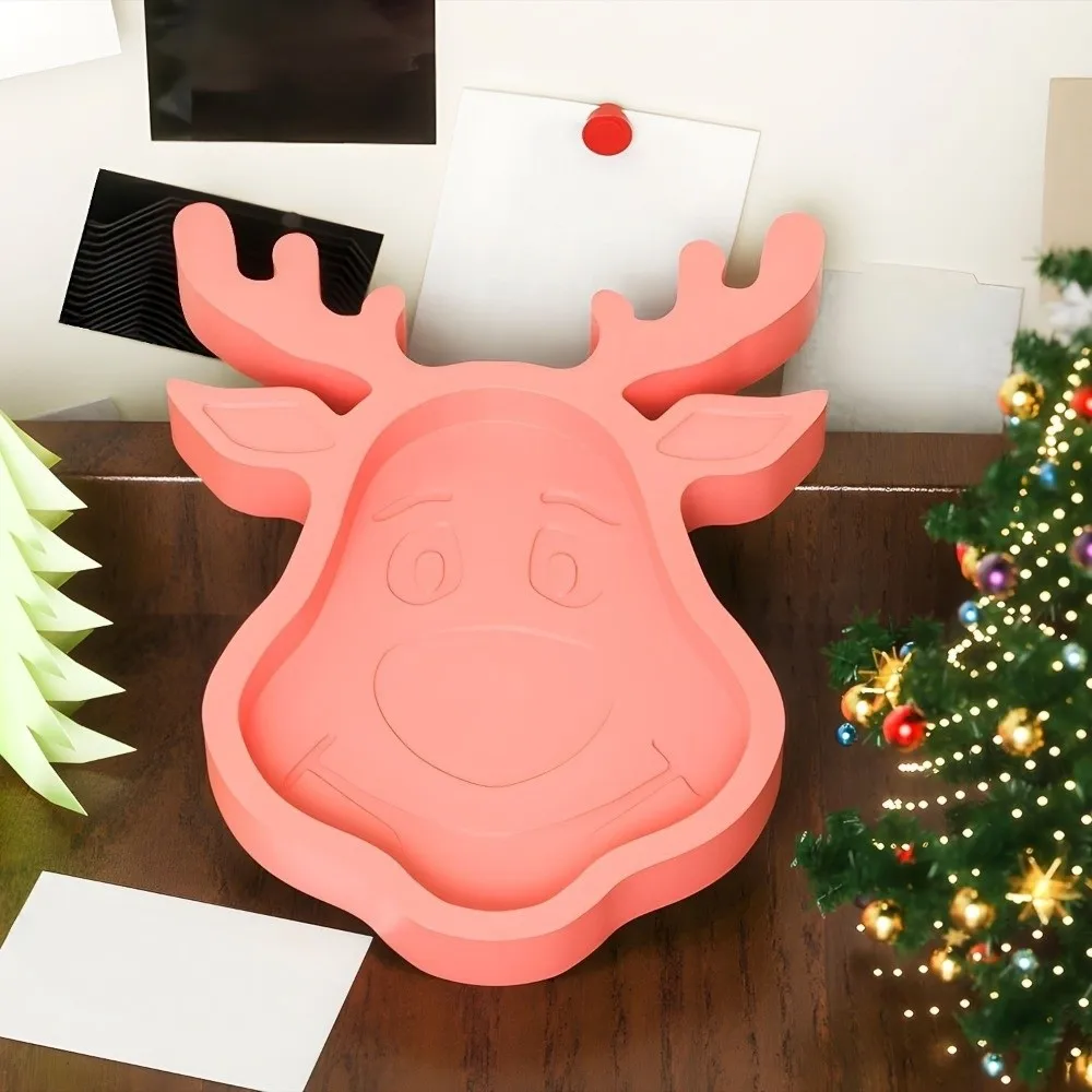 DIY Christmas Tray Mold Multi-purpose Silicone Xmas Plate Ornament Mold Easy Release Heat-resistant Epoxy Resin Plaster Wax Mold