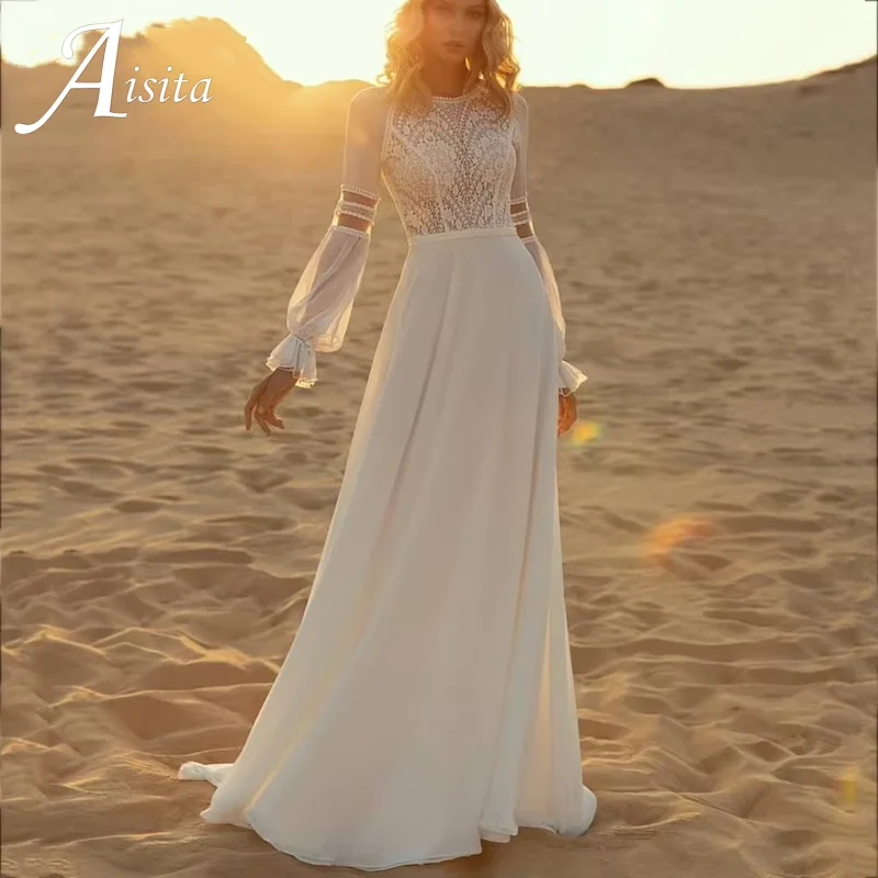

Wedding Dresses White Mermaid Customized A-Line Bridal Dress O-Neck Wedding Gowns A-Line Wedding Dress Women Vestido De Novia