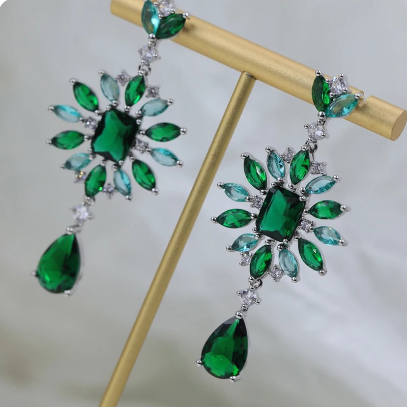 

New 2023 Trend Classic High Quliaty Famous Brand Luxury Jewelry Green Earrings For Women Malachite Pure 925 Sliver Jewelry