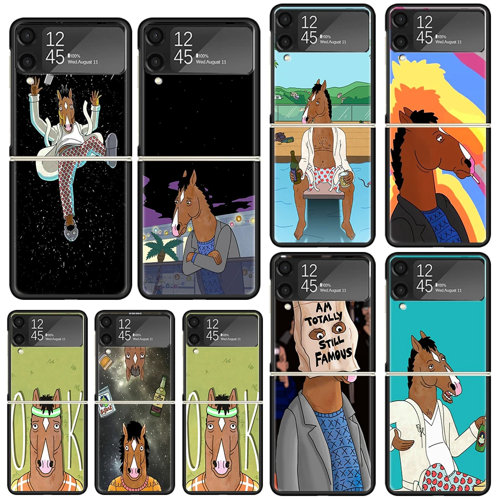 Cartoon B-BoJack Horsemans Phone Case For Samsung Galaxy Z Flip Zflip 6 Flip6 5 Flip5 4 Flip4 3 Flip3 5G Art Fundas Black Cover