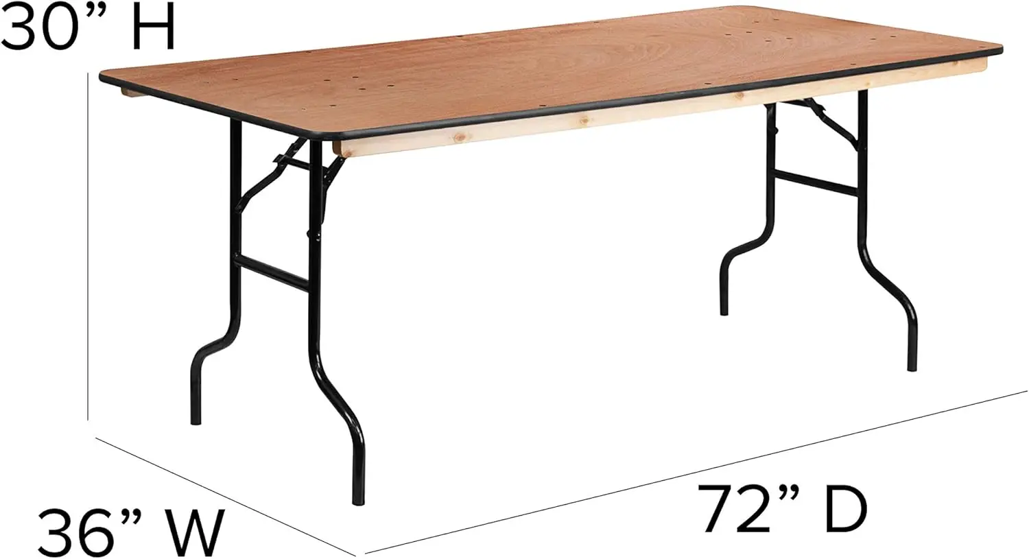 Furniture Fielder 6' rechteckiger klappbarer Eventtisch aus Holz für jeden Anlass, faltbarer tragbarer Banketttisch mit Holzplatte, Natur