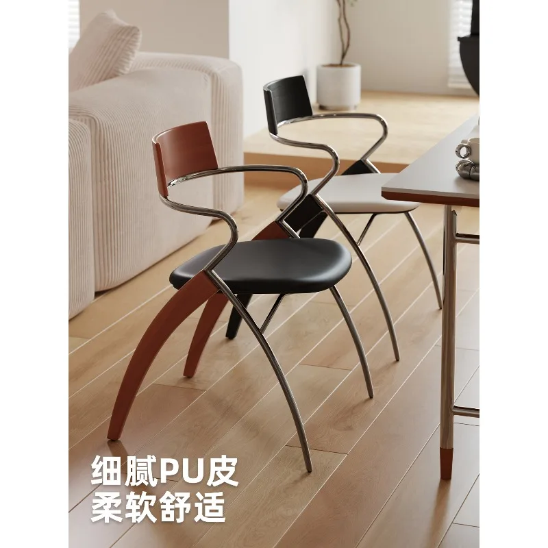 كرسي طعام منزلي بمسند ذراع عتيق وحقيبة ناعمة كرسي من الخشب الصلب Bauhaus بسيط وخفيف الوزن وفاخر جديد