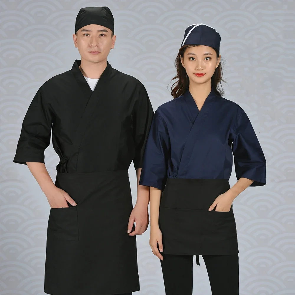 Japanese Cuisine Clothing Kimono Sushi Restaurant  Chef Uniform For Women Men Waitress Waiter