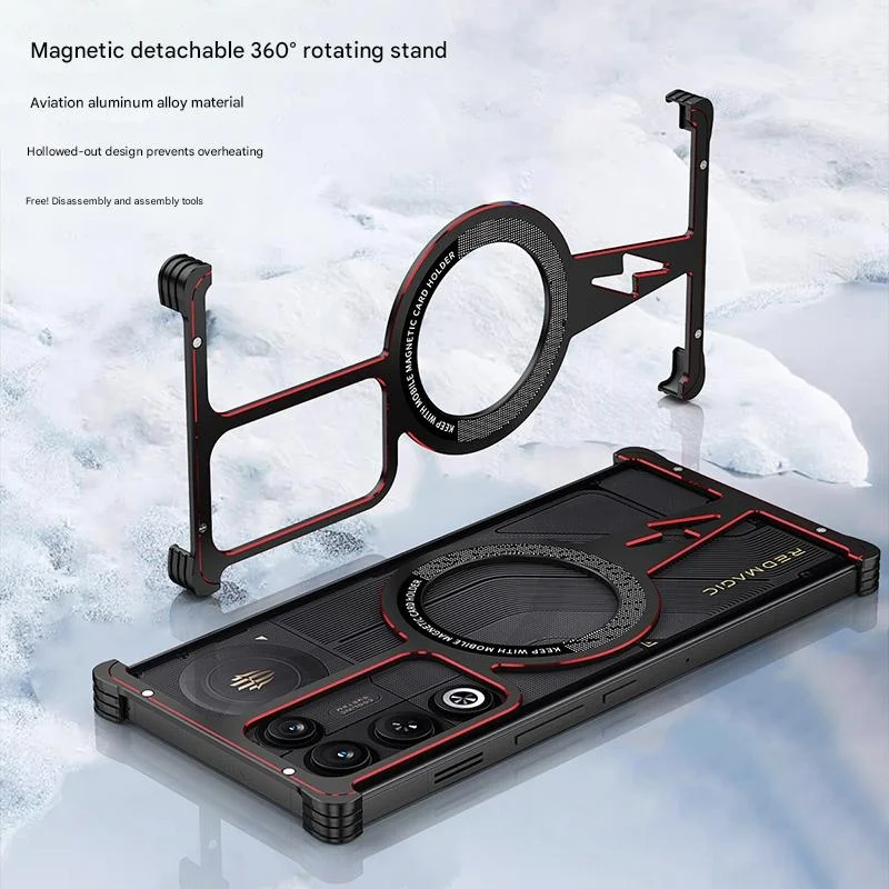 

Luxury Magnetic Metal Aluminum Frameless Bumper shockproof Case For ZTE Nubia Red magic 11 Air Wireless charging cover