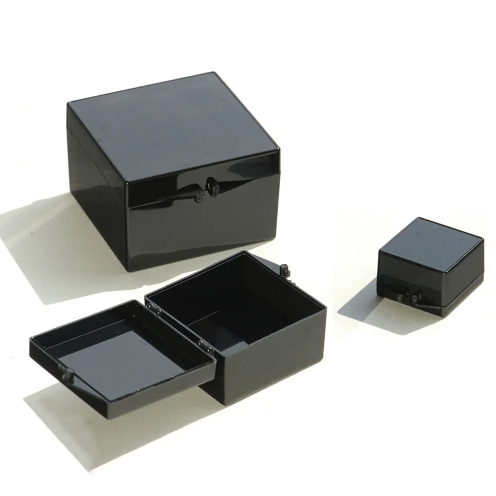 1pcs Black Storage Box Plastic with Hinged Lid Crafts Storage Organiser Medicine Box Shading Container