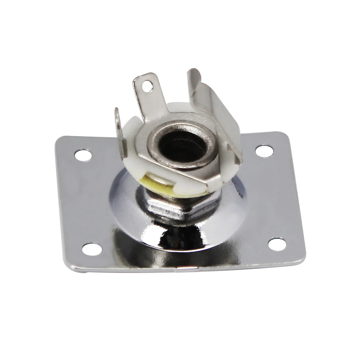 FLEOR 1PCS Guitar Output Jack 6.35mm 1/4 Mono Jack Socket JackPate Square Style for Electric Guitar, Silver/Black Choose