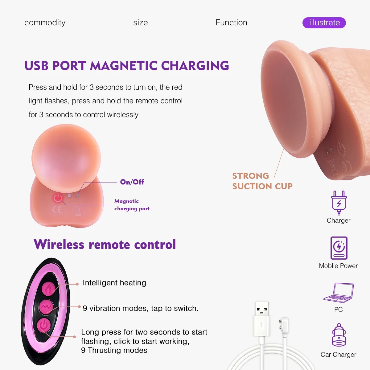 واقعية دسار تلسكوبي مع التدفئة الجة هزاز الإناث محفز كبير القضيب الشرج المكونات المثيرة الجنس لعب للنساء 18 +
