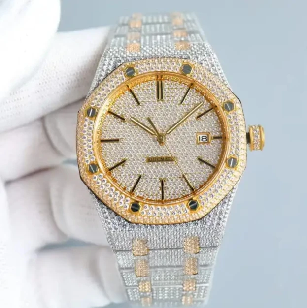 

Luxury Iced Sports Men's VVS D Color Automatic Mechanical Moissanite Watch Hip Hop Designer