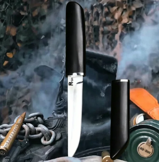 Black walnut warrior classic D2 steel reinforced straight knife, camping knife, collection knife, mountain knife