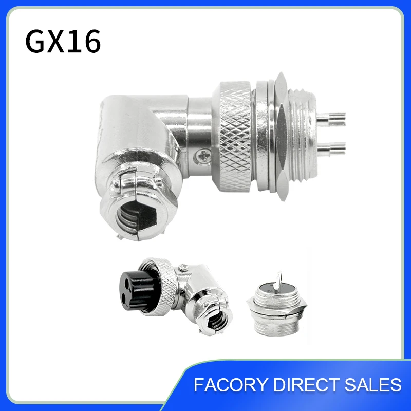 CIXIYCX GX16 Aviation Connector 90 Degree Angle 2/3/4/5/6/7/8/9/10 Pin Right Angle Plug and Socket