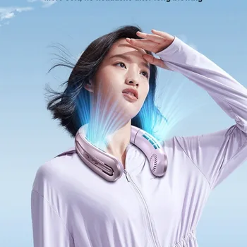 선풍기 학생용 휴대용 미니 넥 마운트 선풍기, 낙엽 없는 선풍기, 3 단 미니 USB, 여름 스포츠 선풍기, 야외 에어 쿨러, 1200mah, 신제품 