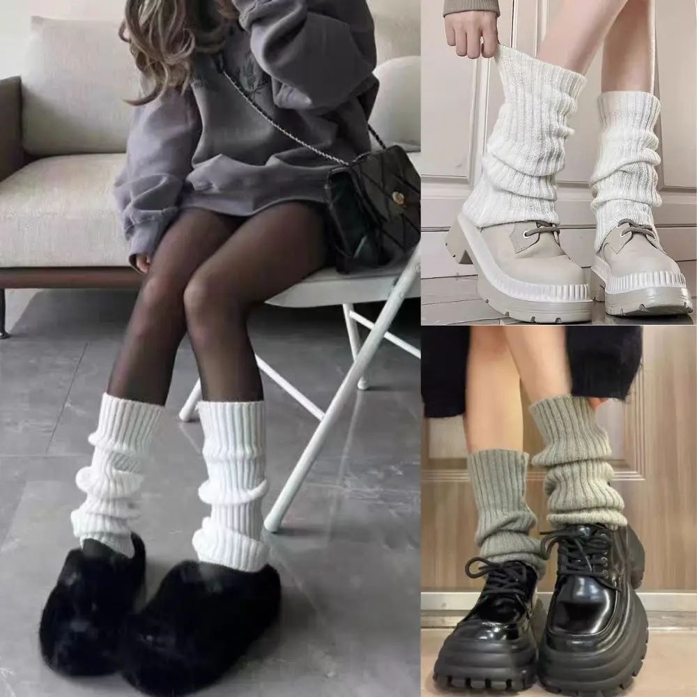 

Hot Solid Color Lengthened Leg Warmers Women's Long Socks Korean Style Knitted Warm Socks Autumn Winter Over Knee Boot Cuffs