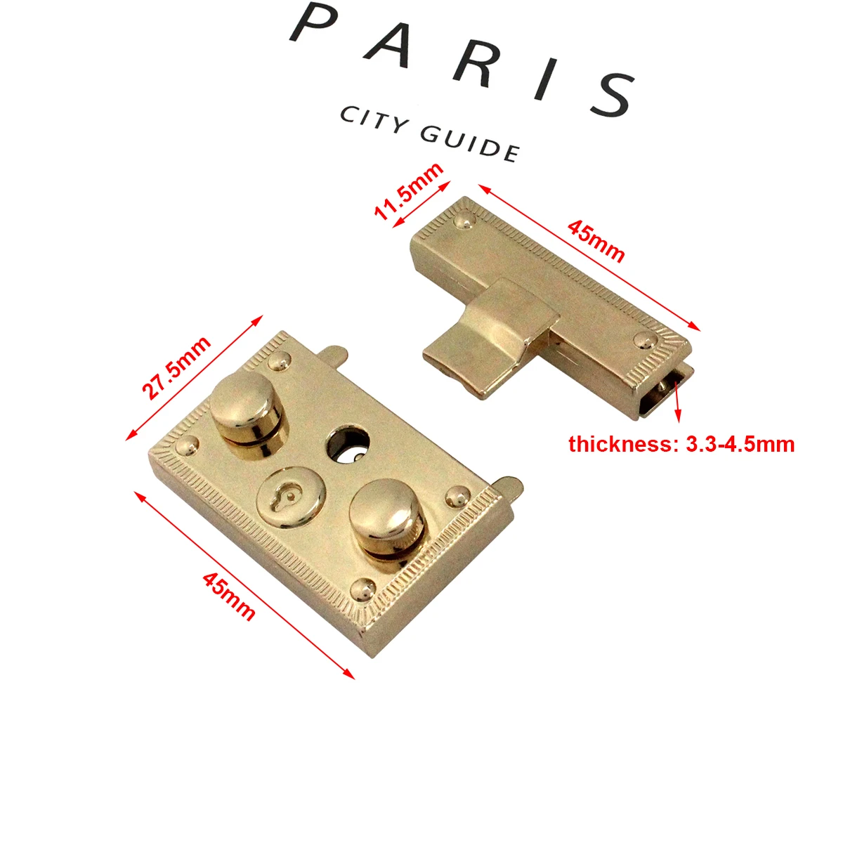1pcs Metal Zinc Alloy Rectangle Push Lock Durable Novel design For Bag Luggage Hardware DIY Leather Craft Accessorie with Washer