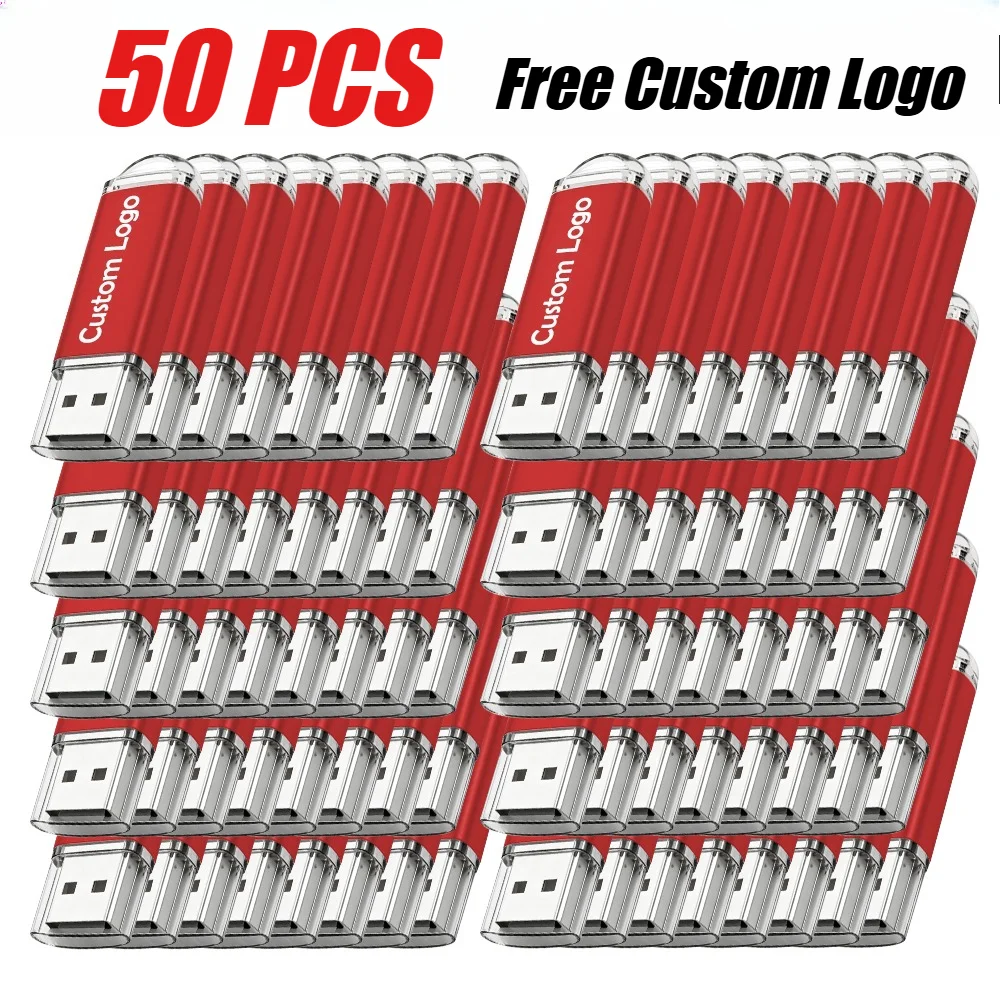

50Pcs/Lot Metal Usb 2.0 Flash Drive 128GB 64GB Creative Gifts Pen Drive 32GB 16GB Free Custom Logo Memory Stick 8GB 4GB 2GB 1GB