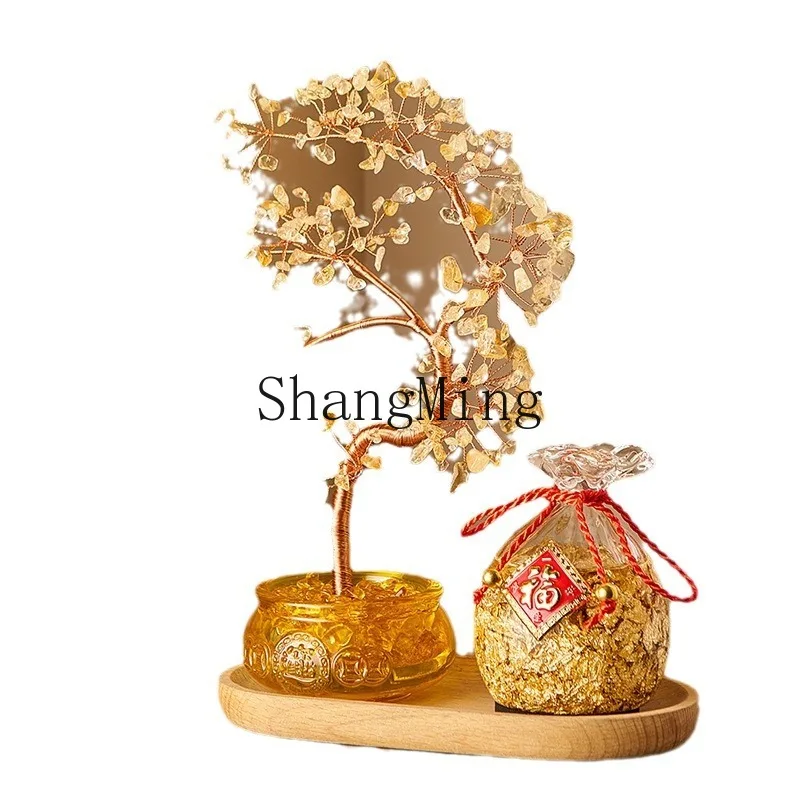 

PYH New Year's Chinese Lucky Ornament Office Wine Cabinet TV Cabinet Ornament Fortune Tree Cash