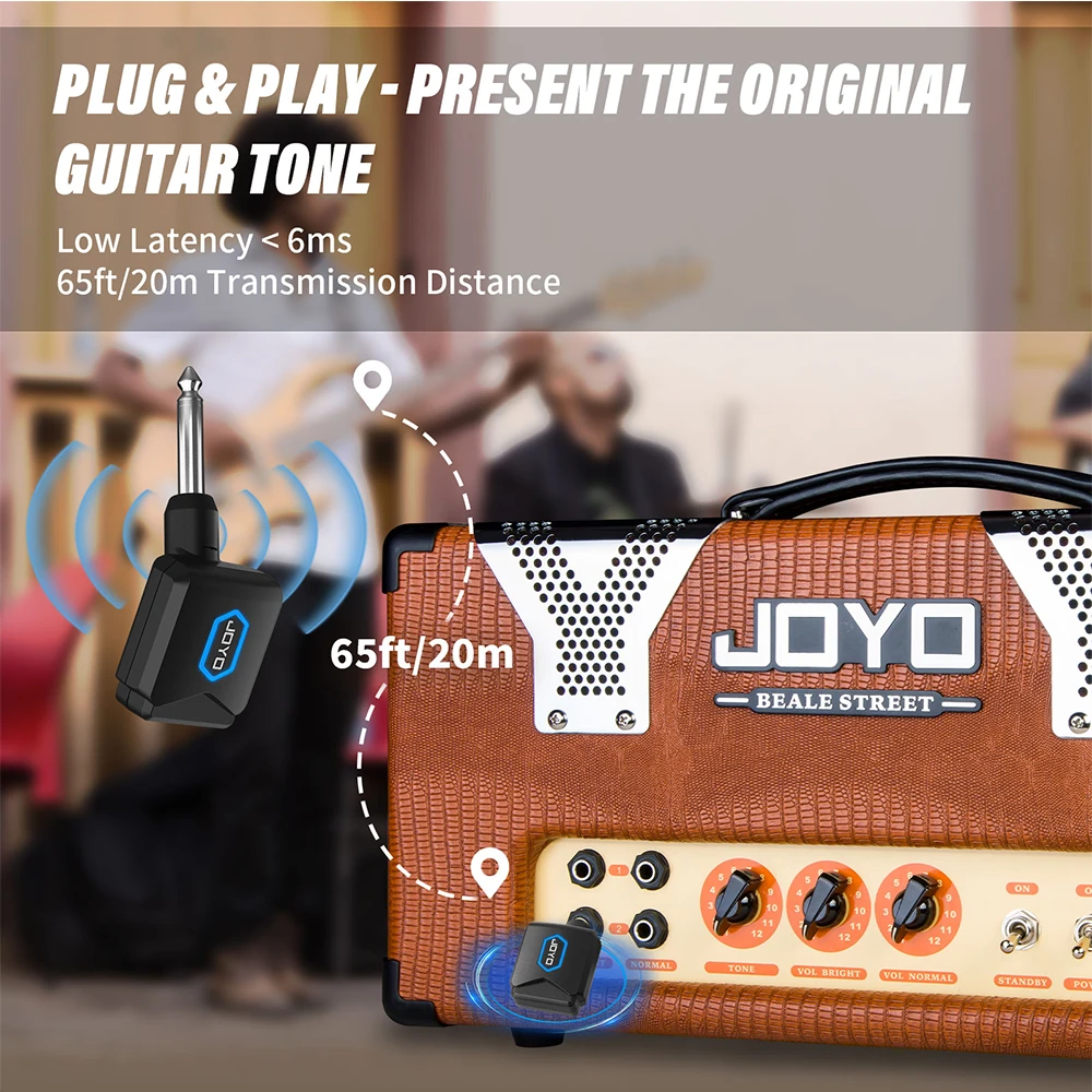 JOYO JW-06 Sistema de guitarra inalámbrica Transmisor y receptor de guitarra inalámbrico digital de 5,8 GHz con estuche de carga portátil