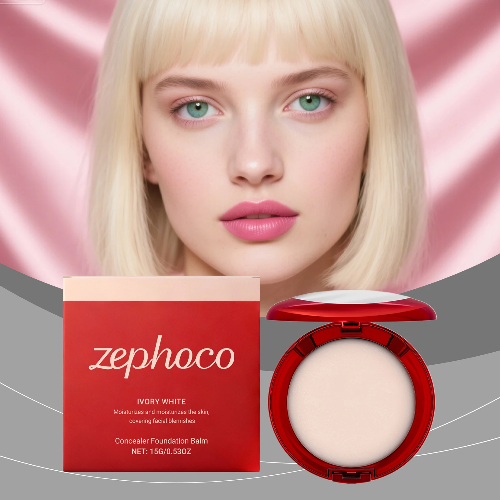 

Moisturizing Ivory White Foundation Cream - Concealing & Blendable, Lightweight Matte, Transparent Finish Covers Blemishes