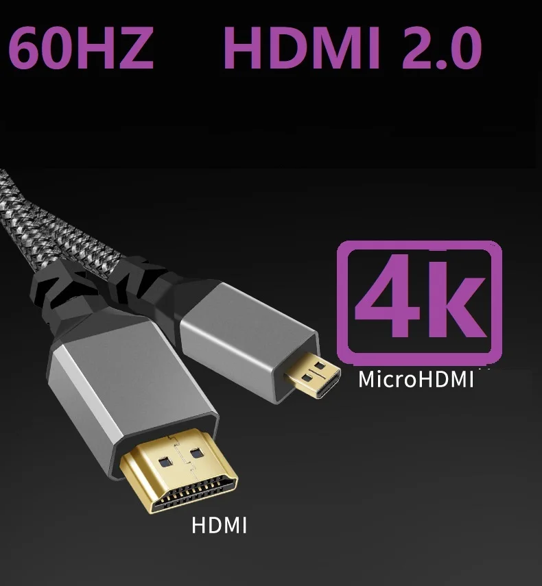 1M 2M 3M 5M 10M 4K 60HZ Micro HDMI do HDMI zwinięty przedłużacz elastyczny kabel wtyk męski na męski kabel HDMI-kompatybilny dla komputera