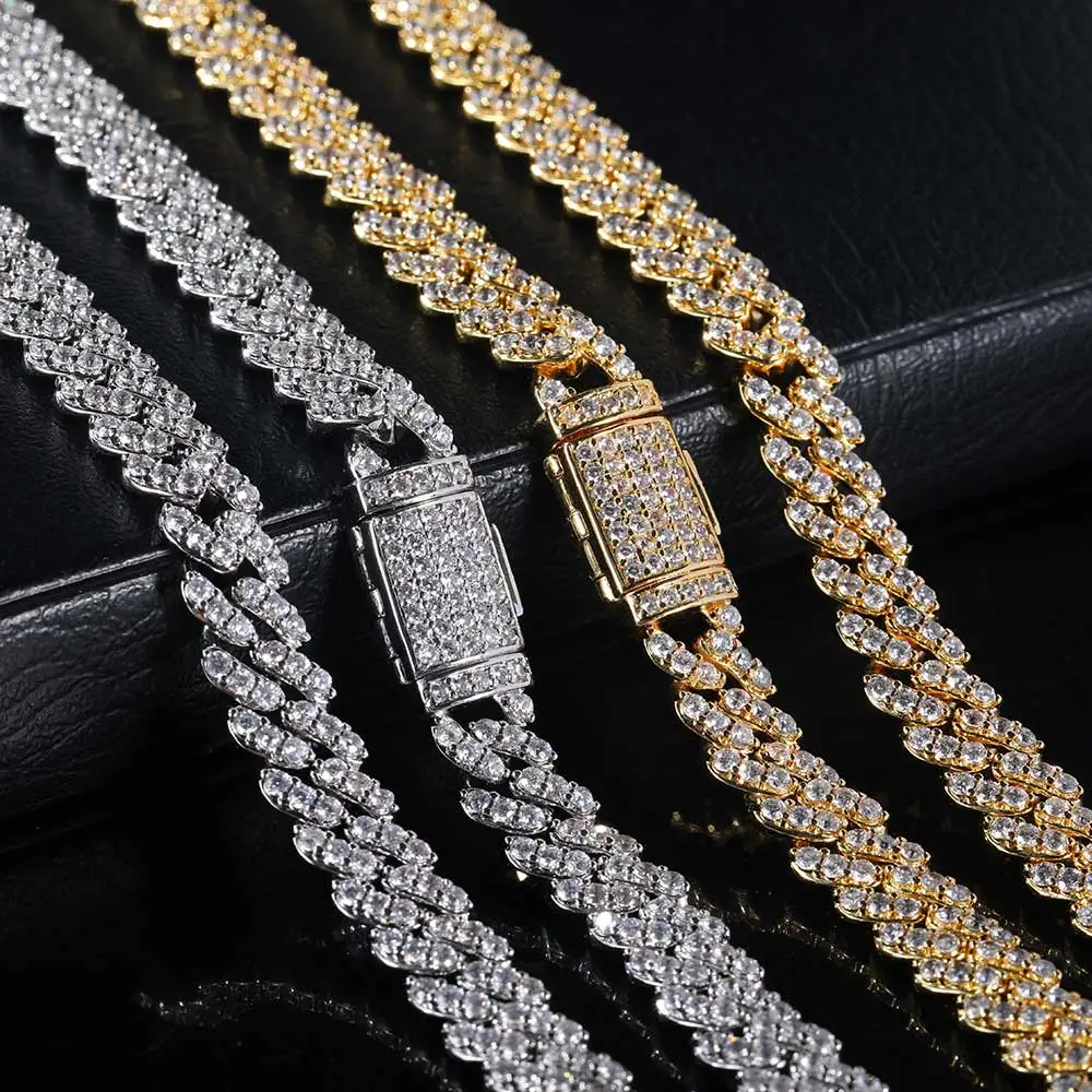 

Dropshipping 8mm Iced Out Mens CZ Zircon Chain Necklace Miami Cuban Link Chains Hip Hop Jewelry