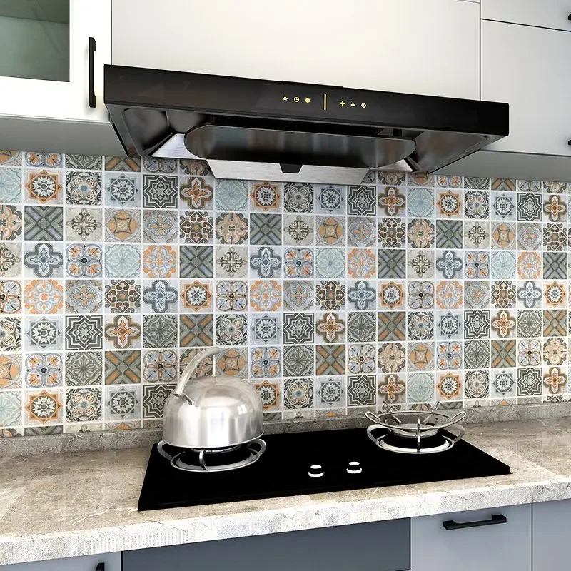 Kitchen Oil-proof Sticker Waterproof Self-adhesive Stove Cabinet Door Countertop Tile High Temperature Resistant Wallpaper