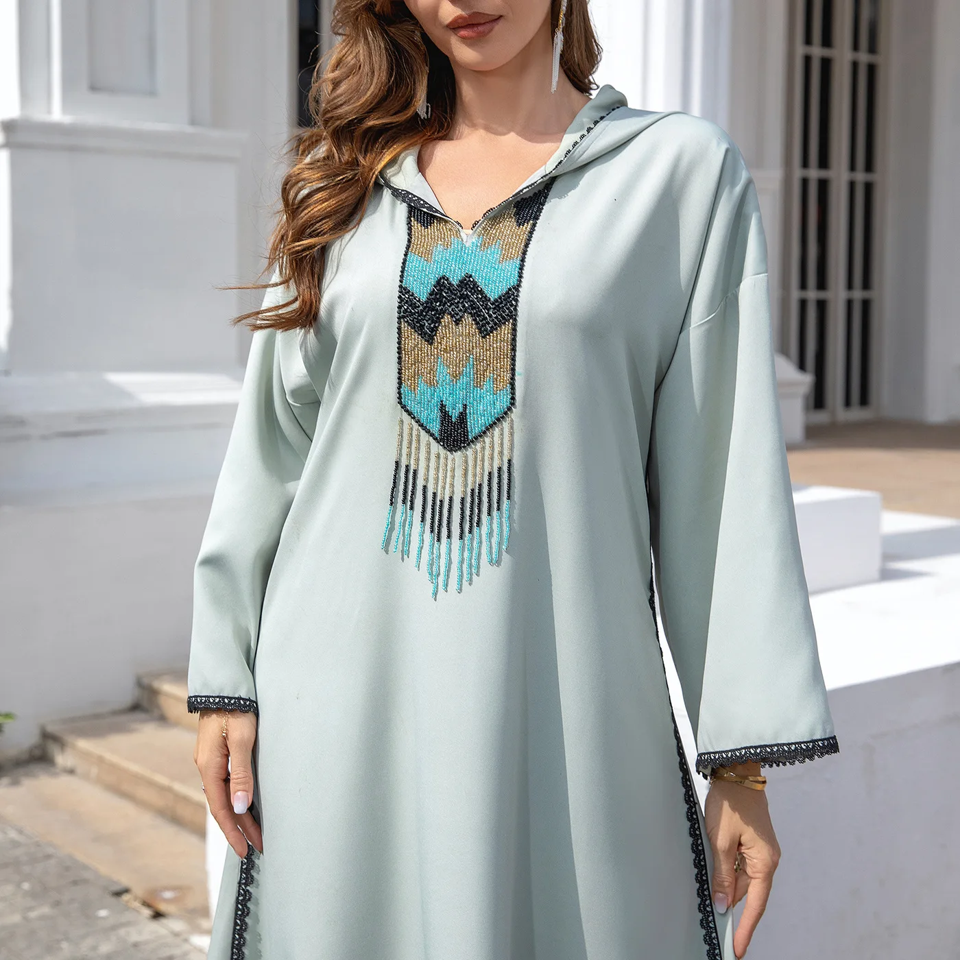 Vestido feminino da moda, roupão muçulmano, lote de vestido de noite Abaya