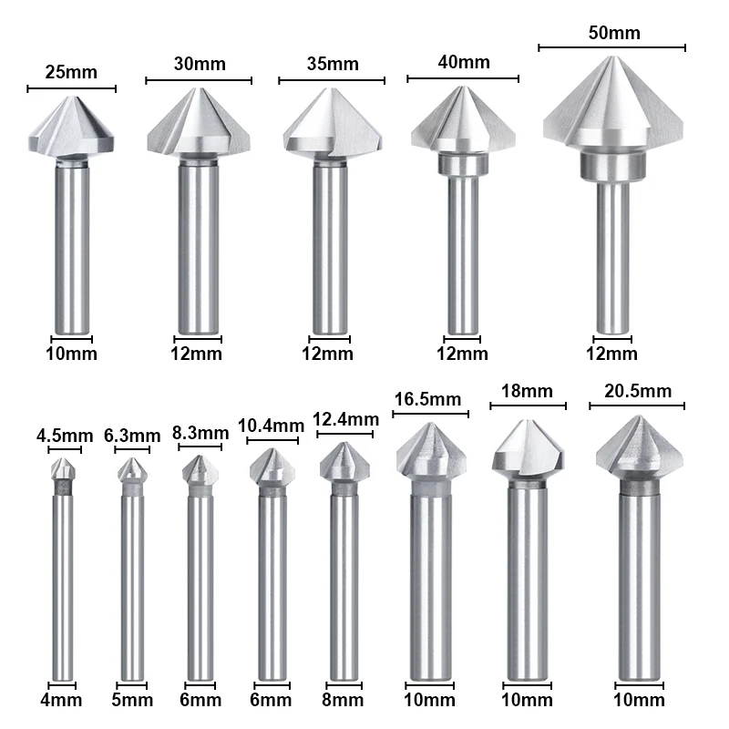 XCAN Countersink Drill Bit 4.5-50mm High Speed Steel 3 Flute 90 Degrees Chamfering Cutter Wood Metal Hole Drilling Tool