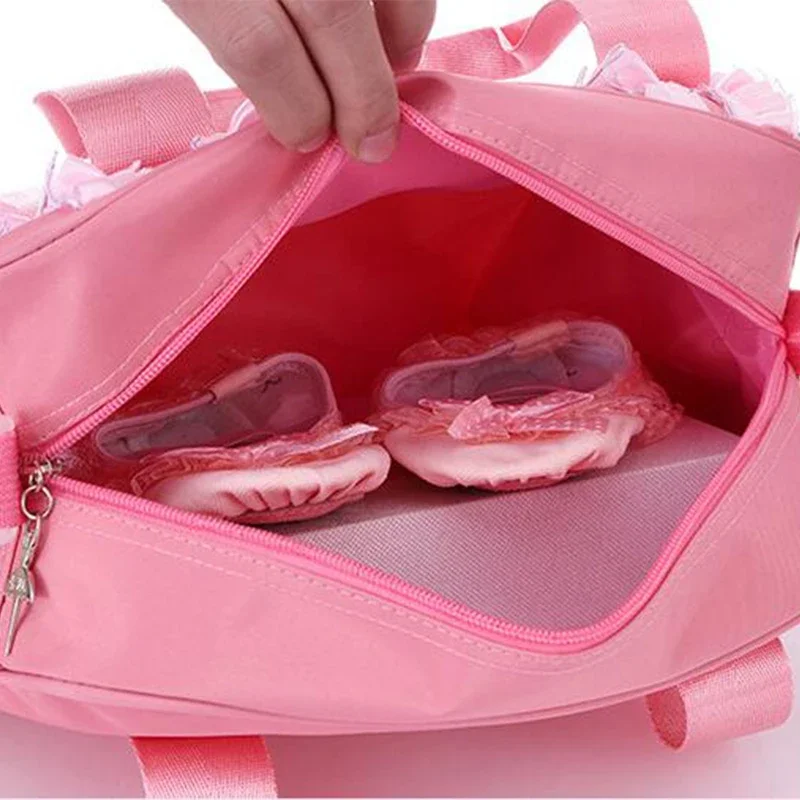 Borsa da ballo personalizzata per bambini per ragazze borsa da Ballerina borsone in pizzo rosa per borsa da balletto con ricamo a tracolla di classe di balletto