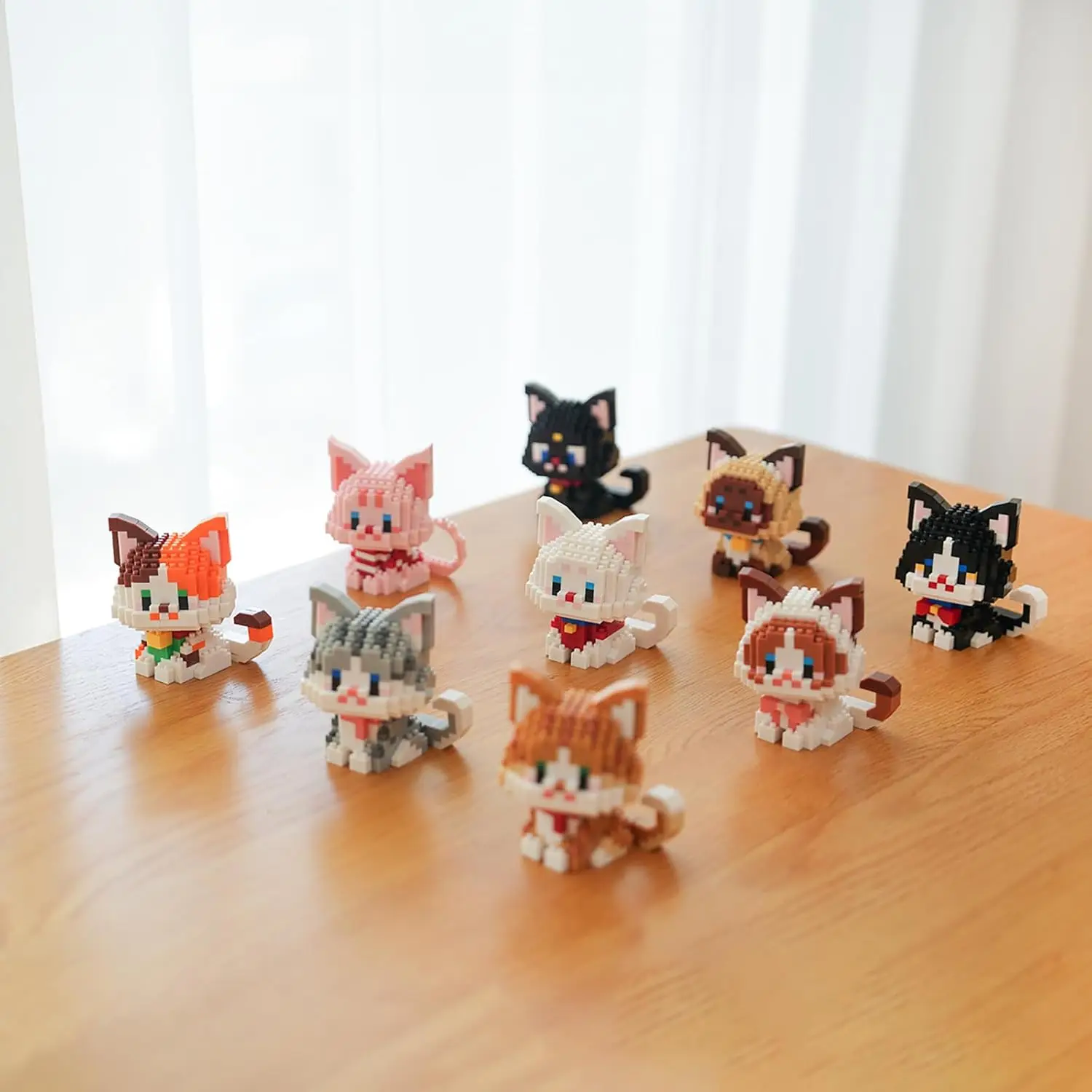 教育用ミニ猫ビルディングブロック 子供用 大人用 ギフト おもちゃ 395個 (シャム猫)