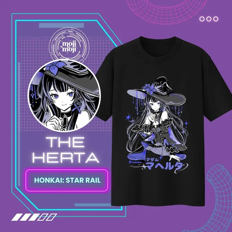 قميص Herta Honkai Star Rail Honkai: تي شيرت Star Rail تي شيرت Herta Merch Herta Fan Art Merch Gamer قميص هدية للاعبين